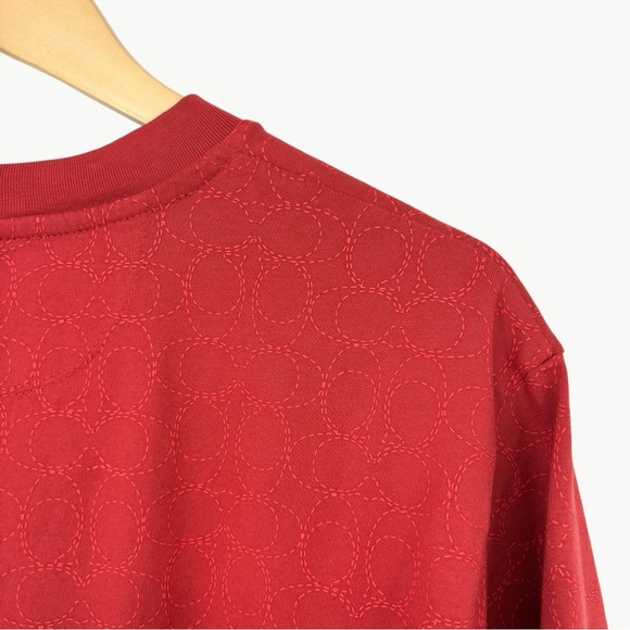 Coach Women’s Signature Logo Cropped Boxy Crew Neck T-Shirt | Size XS | Red - Picture 8 of 12